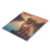 湖のボクサー犬 タイル (側面)