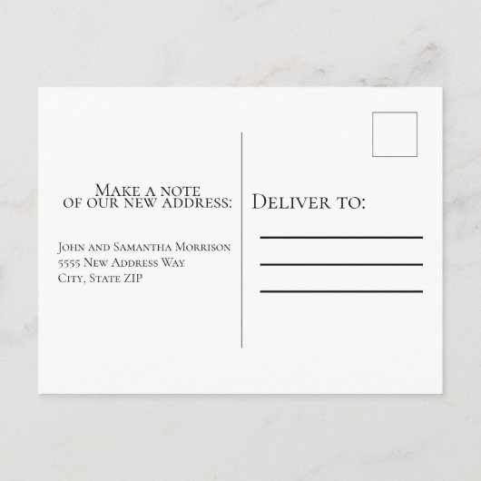 湖のボート山の日没の岩アドレスの変更 案内ポストカード (裏面)