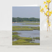 湖のボート カード (黄色い花)