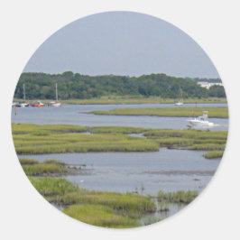 湖のボート ラウンドシール