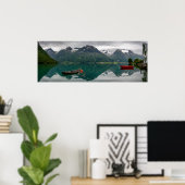 湖のポスターに反射する2つのボート ポスター (ホームオフィス)