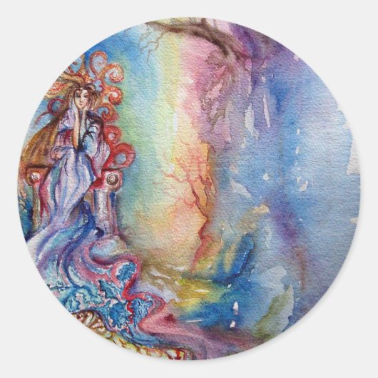 湖のレディ、魔法とミステリー水色 ラウンドシール (正面)
