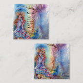 湖のレディ、魔法と謎、青いファンタジー スクエア名刺 (正面/裏面)