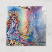 湖のレディ、魔法と謎、青いファンタジー スクエア名刺 (裏面)