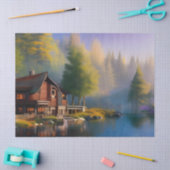 湖のログキャビン 薄葉紙 (クラフト)