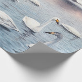 湖の上で白いミュートの白鳥。水彩画の白鳥 ラッピングペーパー (角)
