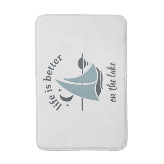 湖の上で白い青の生活が良い バスマット (正面縦)