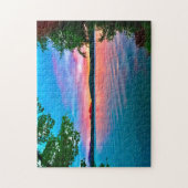 湖の上にアジロンドラックの夕日 ジグソーパズル (縦)