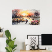 湖の上のアヒル ポスター (ホームオフィス)