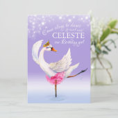 湖の上のスワン バレエ 1歳の誕生日 パープルの招待状 招待状 (スタンド正面)