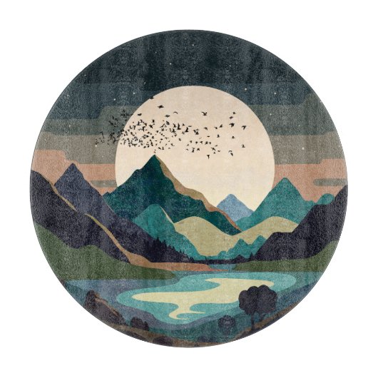 湖の上のスーパームーン カッティングボード (正面)