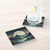 湖の上のスーパームーン ガラスコースター (アングル)