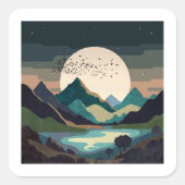 湖の上のスーパームーン スクエアシール (正面)