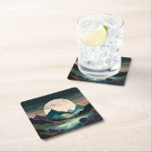 湖の上のスーパームーン スクエアペーパーコースター (インサイチュ)