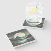 湖の上のスーパームーン ストーンコースター (横)