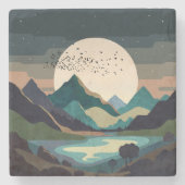 湖の上のスーパームーン ストーンコースター (正面)