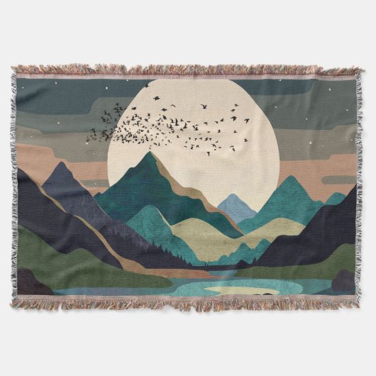 湖の上のスーパームーン スローブランケット (正面)