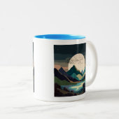 湖の上のスーパームーン ツートーンマグカップ (正面右)