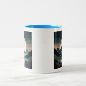 湖の上のスーパームーン ツートーンマグカップ (中央)