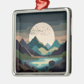 湖の上のスーパームーン メタルオーナメント (左)