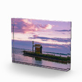 湖の上のピンクの夕日 フォトブロック (右)