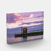 湖の上のピンクの夕日 フォトブロック (左)