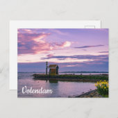 湖の上のピンクの夕日 ポストカード (正面/裏面)