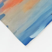 湖の上の日の出と雪の山のキャップ フリースブランケット (角)