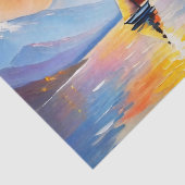 湖の上の日の出と雪の山のキャップ 薄葉紙 (詳細)