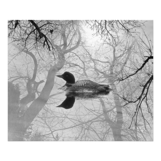 湖の上の白黒のプリント フォトプリント (正面)