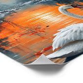 湖の上の秋の白鳥 ポスター (角)