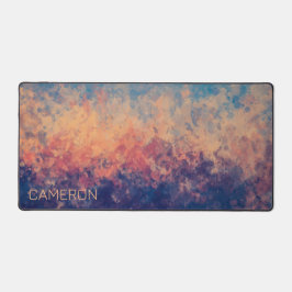 湖の上の紫のトワイライト デスクマット