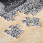 湖の中のベビー象の白黒の写真 ジグソーパズル (側面)