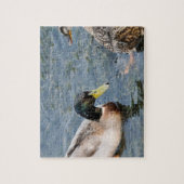 湖の中の雄と雌のアヒル ジグソーパズル (縦)