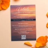 湖の写真の上にオレンジと紫の結婚夕日 エンクロージャーカード