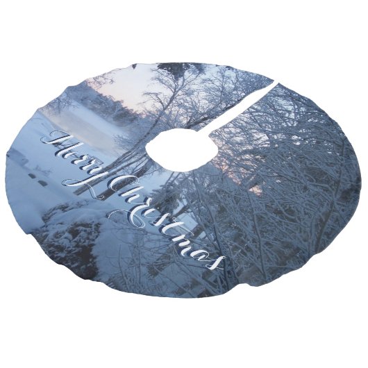 湖の冬 フェイクリネンツリースカート (アングル)