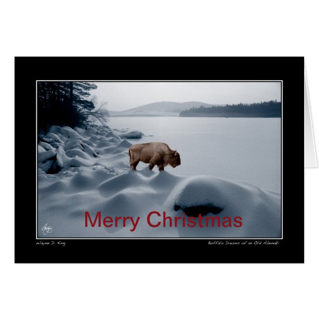 湖の前のスピリットバッファロー – クリスマスカード (正面横)