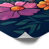 湖の反射のある風光明媚な山景色 ポスター (角)