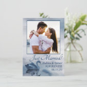 湖の反射 | ダスティーブルーのスワン写真ウェディング 案内状 (スタンド正面)