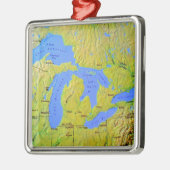 湖の地図素晴らしデザイン メタルオーナメント (左)