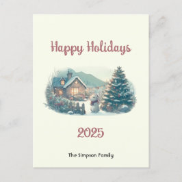 湖の地域のクリスマスのウサギ シーズンポストカード