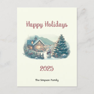 湖の地域のクリスマスのウサギ シーズンポストカード