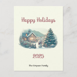 湖の地域のクリスマスのウサギ シーズンポストカード