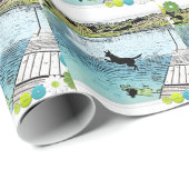 湖の夏の盛暑期 ラッピングペーパー (ロールコーナー)