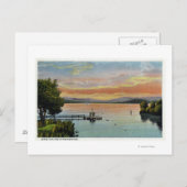 湖の夕日の景色 ポストカード (正面/裏面)