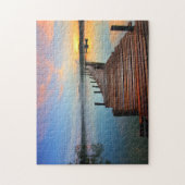 湖の夕日 ジグソーパズル (縦)