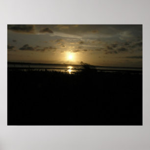 湖の夕日 ポスター
