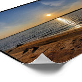 湖の夕日 ポスター (角)