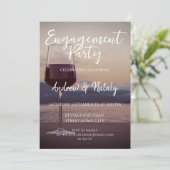 湖の夕焼けにワイングラス 招待状 (スタンド正面)