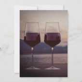 湖の夕焼けにワイングラス 招待状 (裏面)